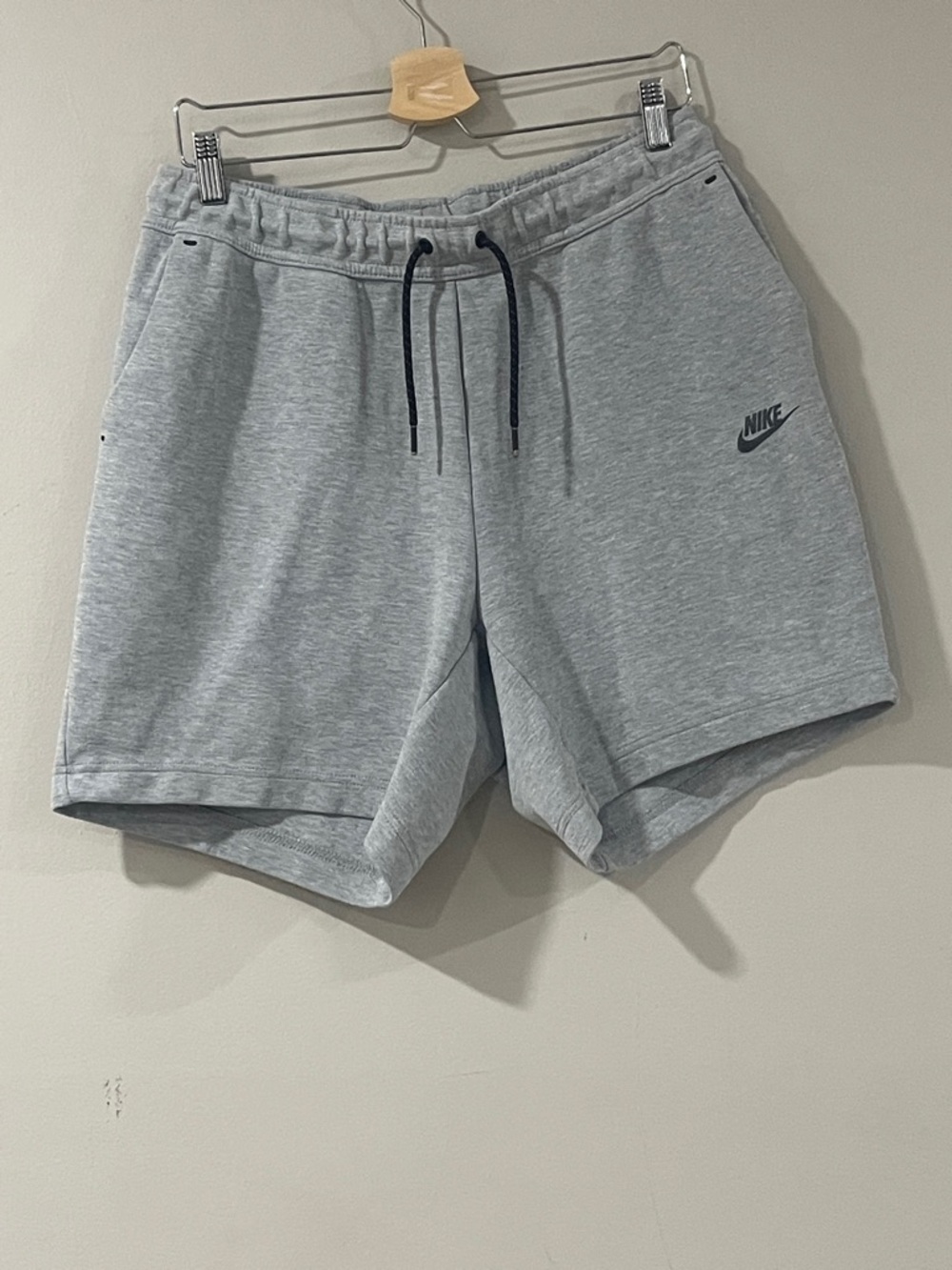 Nike Men’s Light Gray Athletic Fleece Shorts with Black Drawstring